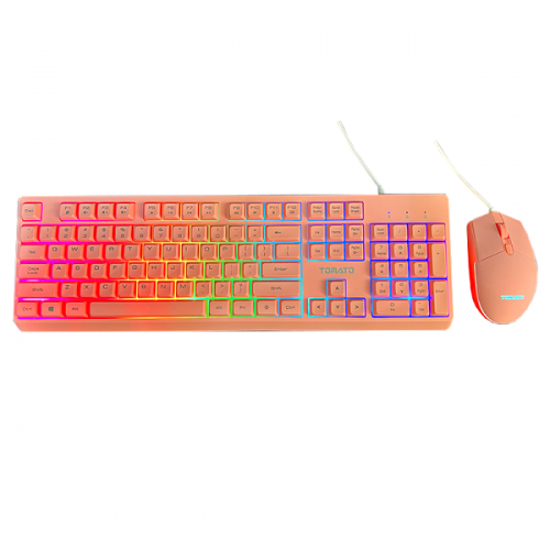 Combo Bàn Phím và Chuột Tomato S100 LED Màu hồng